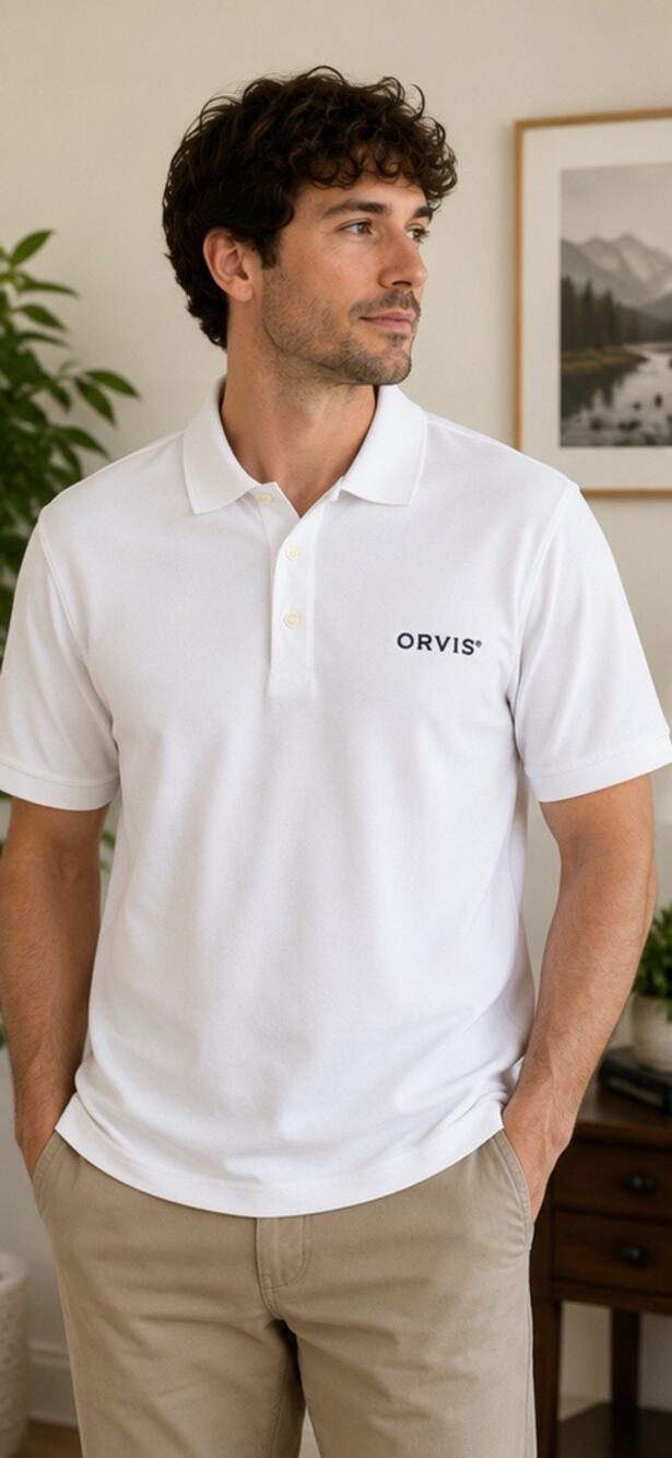 Orvis Polo Shirt XL White 100% Cotton Short Sleeve Classic Casual Made Peru - Picture 1 of 15